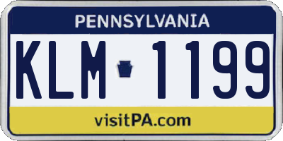 PA license plate KLM1199