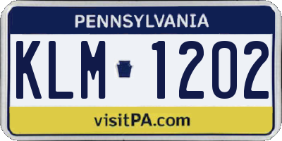 PA license plate KLM1202