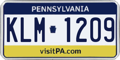 PA license plate KLM1209