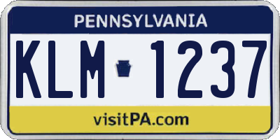 PA license plate KLM1237