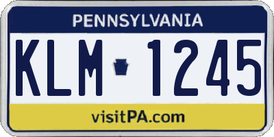 PA license plate KLM1245