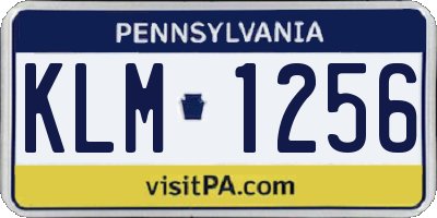 PA license plate KLM1256