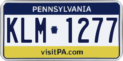 PA license plate KLM1277
