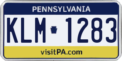 PA license plate KLM1283