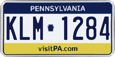 PA license plate KLM1284