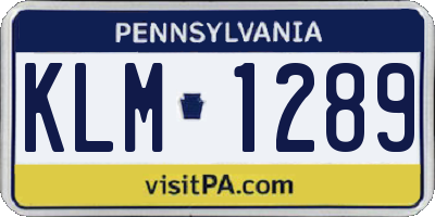 PA license plate KLM1289