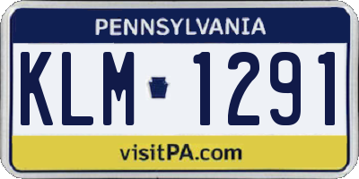 PA license plate KLM1291