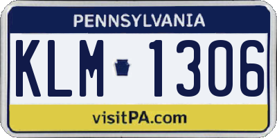 PA license plate KLM1306