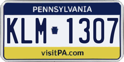 PA license plate KLM1307