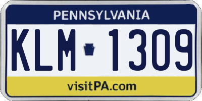 PA license plate KLM1309