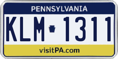 PA license plate KLM1311