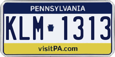 PA license plate KLM1313