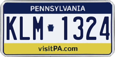 PA license plate KLM1324