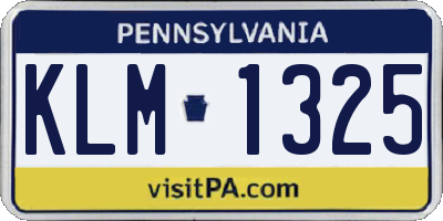 PA license plate KLM1325