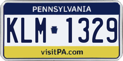 PA license plate KLM1329