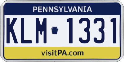 PA license plate KLM1331