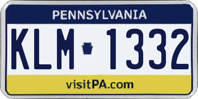 PA license plate KLM1332