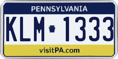 PA license plate KLM1333