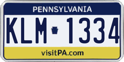 PA license plate KLM1334