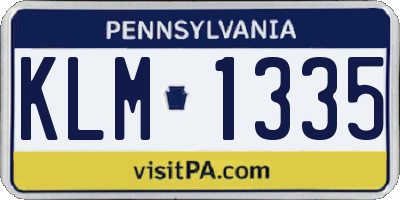 PA license plate KLM1335