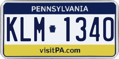PA license plate KLM1340