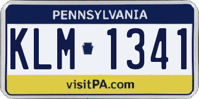 PA license plate KLM1341