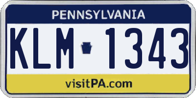 PA license plate KLM1343