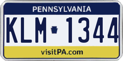 PA license plate KLM1344