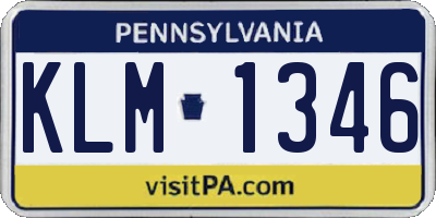 PA license plate KLM1346