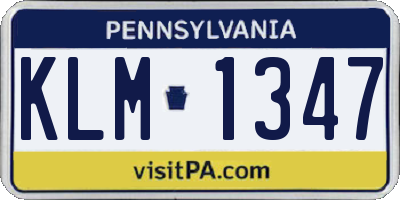 PA license plate KLM1347