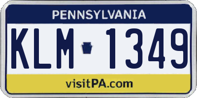 PA license plate KLM1349
