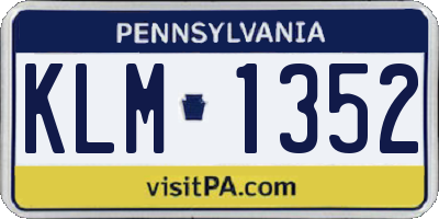 PA license plate KLM1352