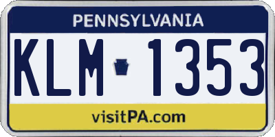 PA license plate KLM1353