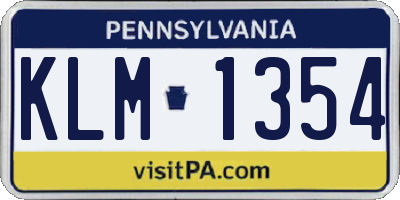PA license plate KLM1354