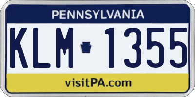 PA license plate KLM1355