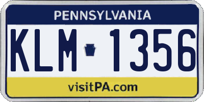 PA license plate KLM1356