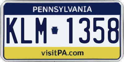 PA license plate KLM1358