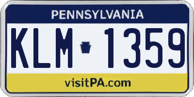 PA license plate KLM1359