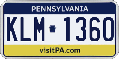 PA license plate KLM1360