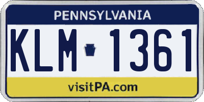 PA license plate KLM1361