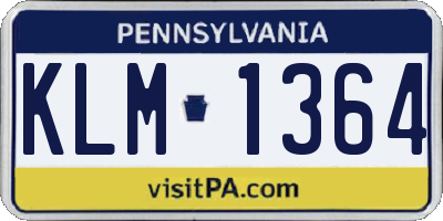 PA license plate KLM1364