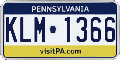 PA license plate KLM1366