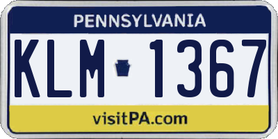 PA license plate KLM1367