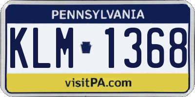 PA license plate KLM1368