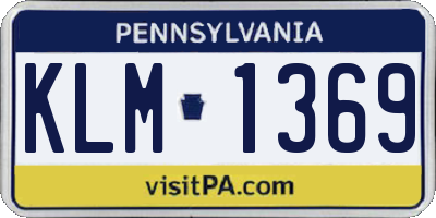 PA license plate KLM1369
