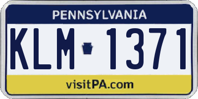 PA license plate KLM1371