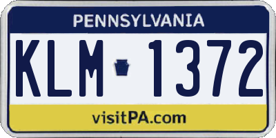 PA license plate KLM1372
