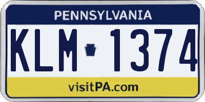 PA license plate KLM1374