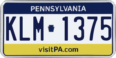 PA license plate KLM1375