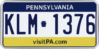 PA license plate KLM1376